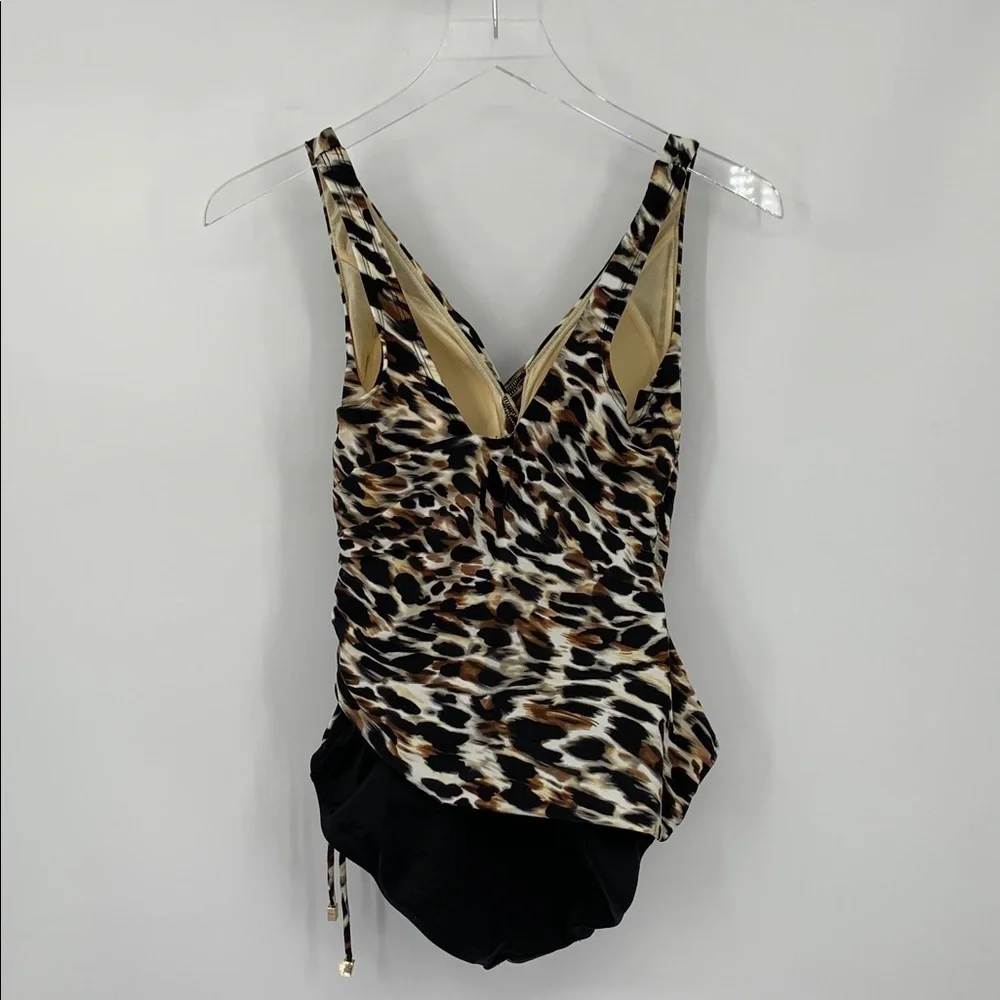 Miraclesuit Fur Realz Eclat One-Piece Swimsuit tank leopard print brown new 8